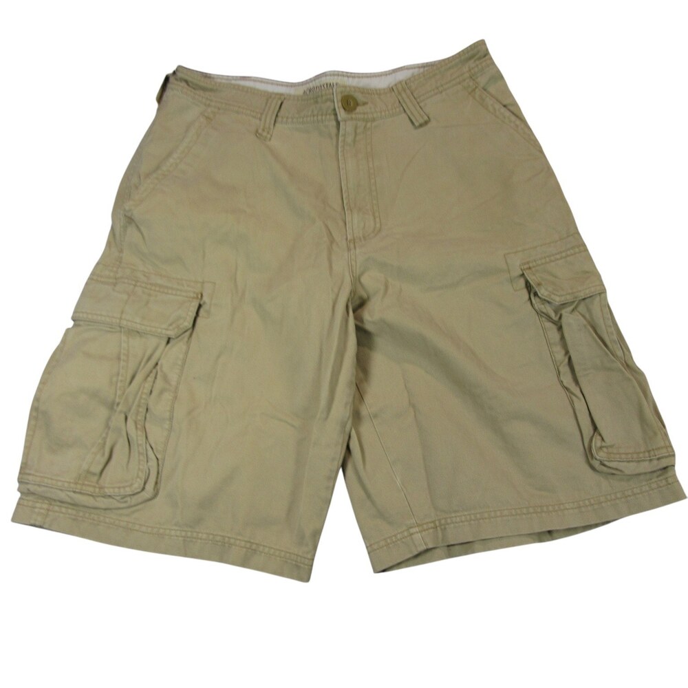 Aeropostale Mens Cargo Shorts 31 x 11 Khaki Heavy Baggy100% Cotton Pockets